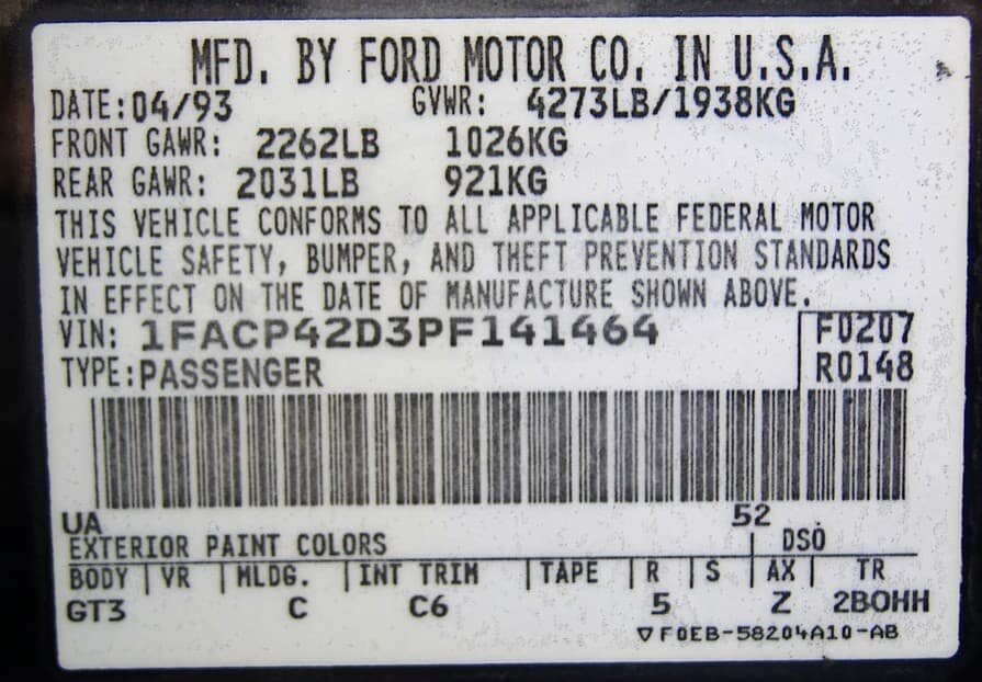 Форд Фокус 2 вин-коду.